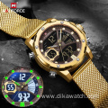 NAVIFORCE 9172 Waterproof Sport Watches For men Gold Quartz Steel Strap Military Digital wristwatches Clock Relogio Masculino